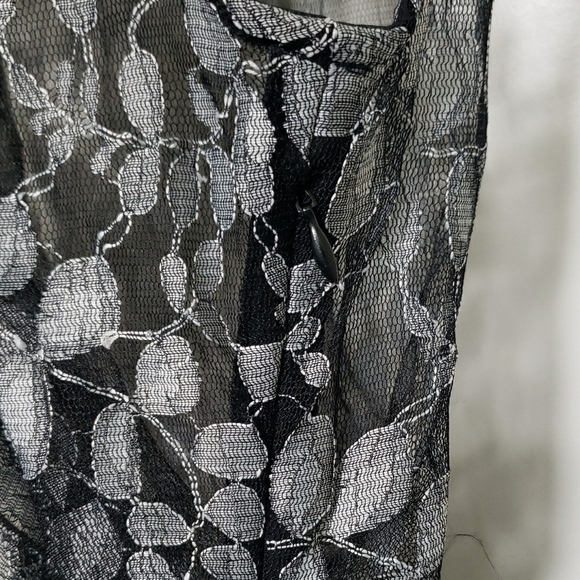 New York & Company Black and Gray Wrap Blouse with Notched Collar - Picture 3 of 6